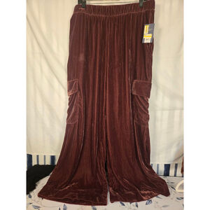 Women's Universal Thread Wide Leg Velvet Pants L Brown